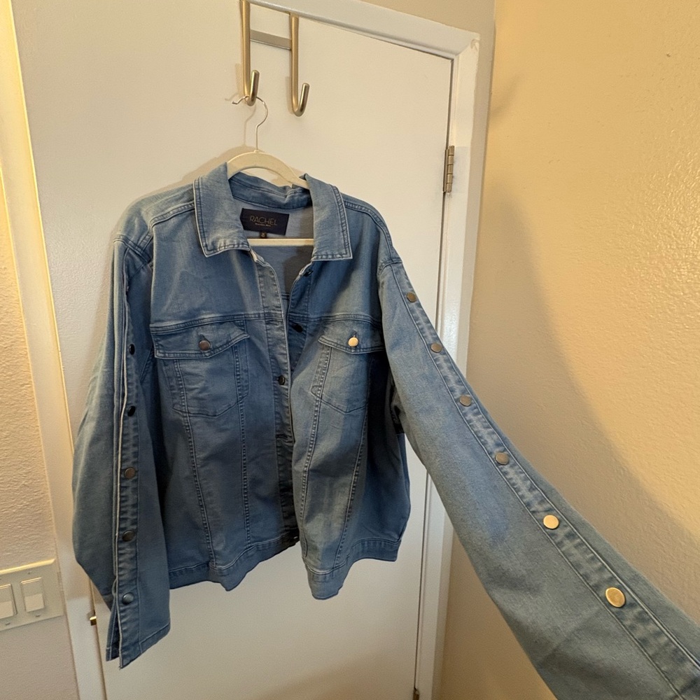 Rachel Roy Plus Size Denim Jacket with Snap Sleeve Detail 3X